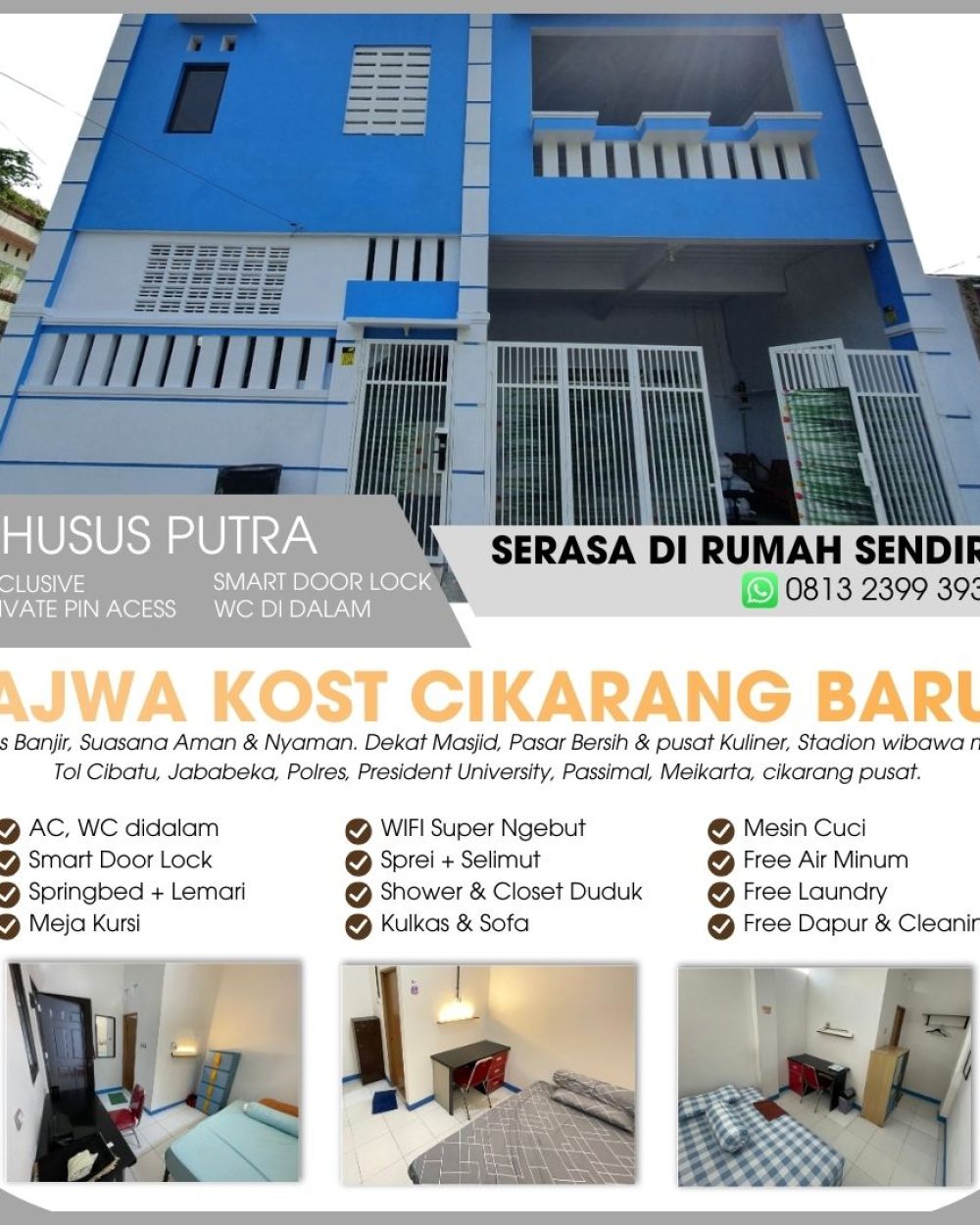 KOST PUTRA COWOK LAKI CIKARANG BARU JABABEKA PASAR BERSIH MEIKARTA EXCLUSIVE (5)